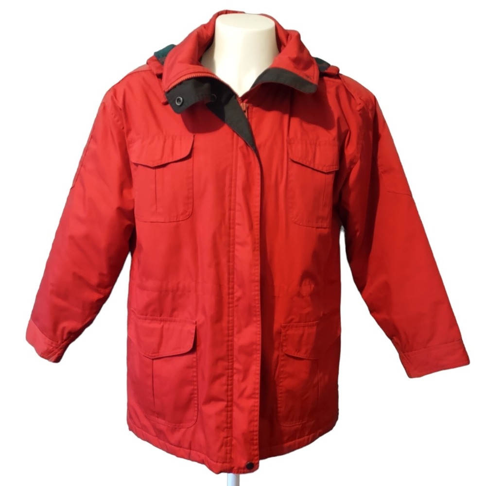 Mariel Parka Jacket L Womens Large Gorp Cabin Core Red Plaid Lined Hooded Y2K